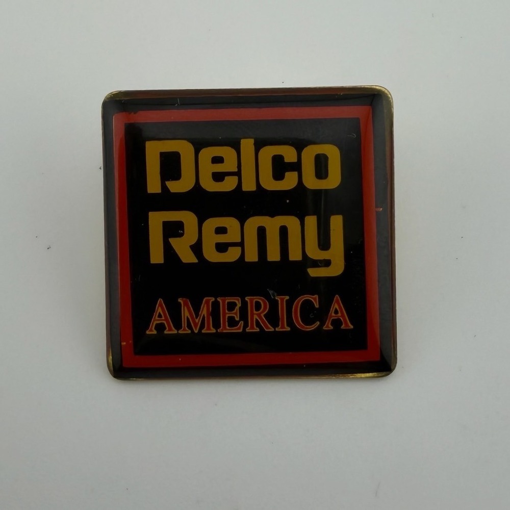Delco Remy America Lapel Pin Black Red Yellow Vintage Automotive Logo